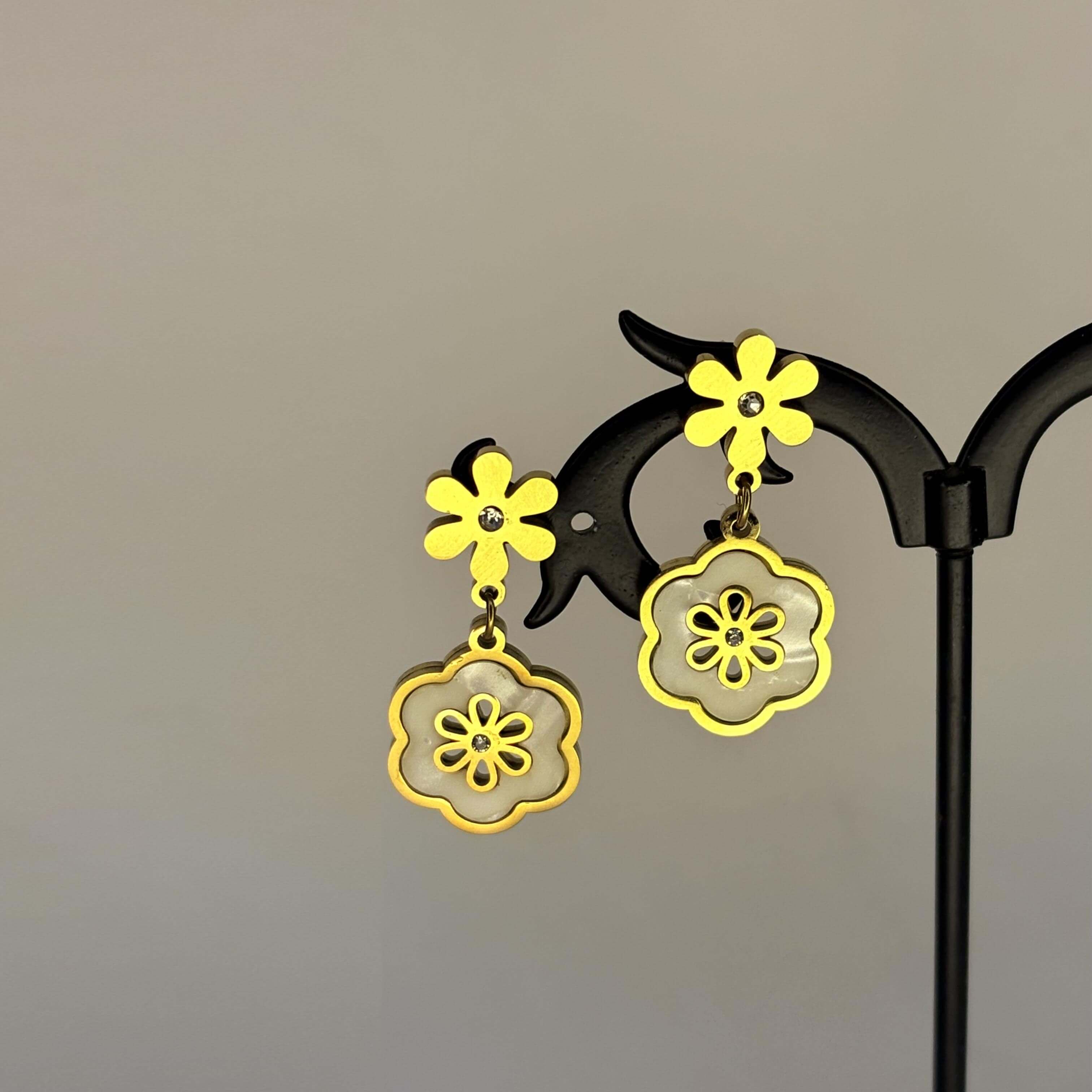 Golden Anti Tarnish Floral Danglers